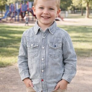 Gymboree Toddler Boy Button-Down Shirt | Size 4T | Denim | 100% Cotton | NWT
